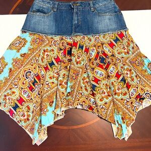 Double D Ranch Denim and Fabric Rodeo Skirt Size 10